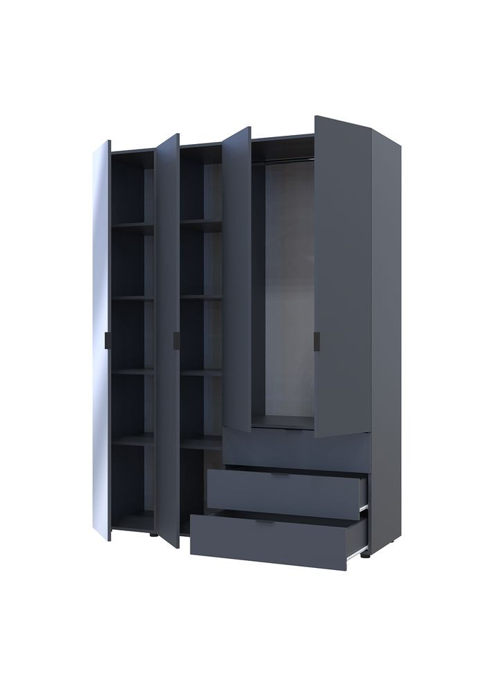 Комплект шкафов для одежды Гелар (2 шт.) 155х49,5х203,4 см Зеркало/Графит (DRS-011135) Doros (361998863)