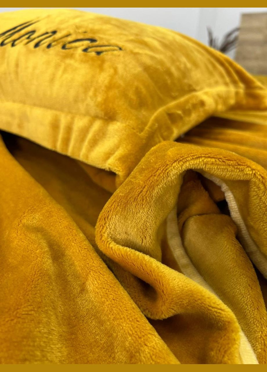 Постільна білизна велюрова євро 200x220 см жовта (П4К-monika01-37) No Brand (306633253)