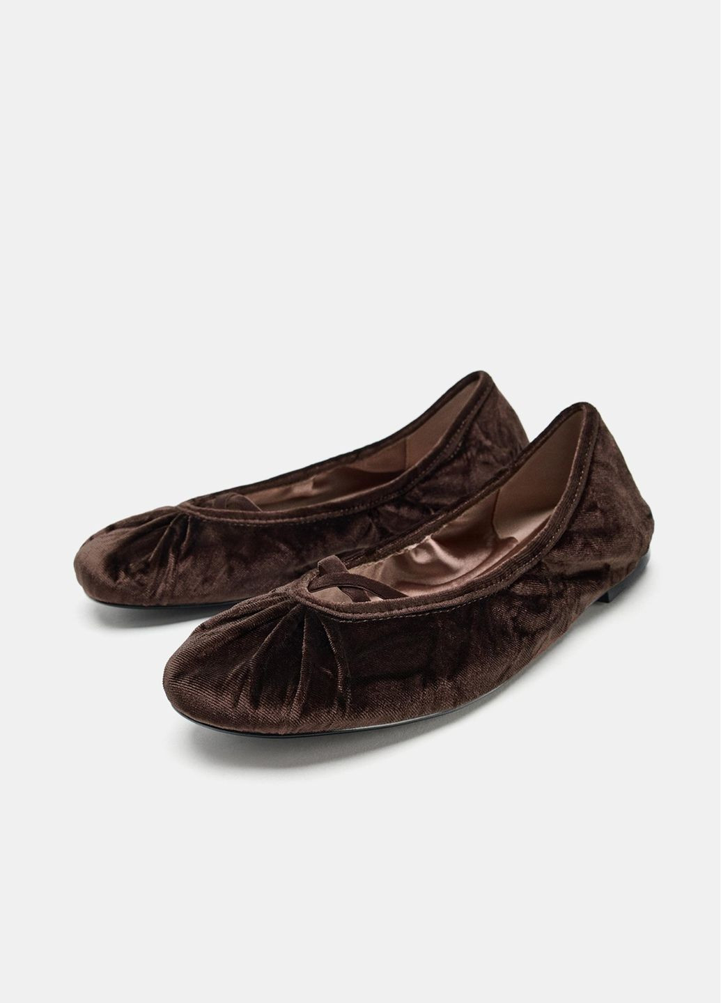 Жіночі балетки Zara | коричневі однотонні штучна шкіра (367086540)