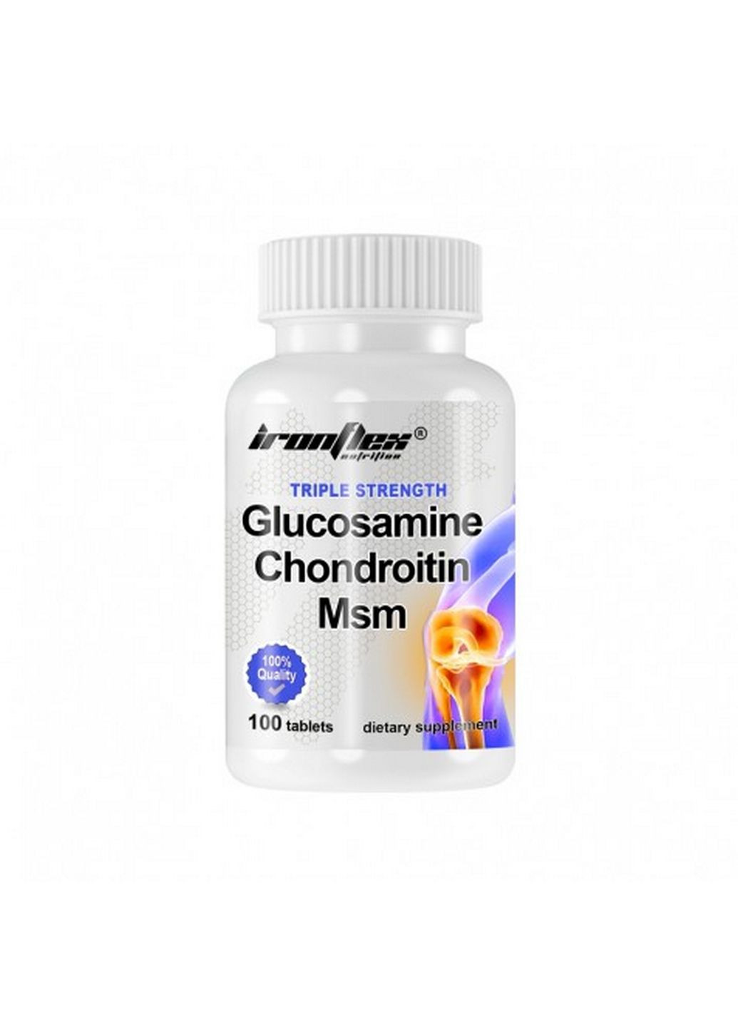 Препарат для суставов и связок Triple Strength Glucosamine + Chondroitin + MSM, 100 таблеток Ironflex (293478644)
