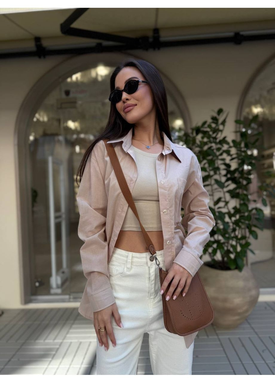 Бежевая классическая рубашка однотонная DK/DL Мода без кордонів