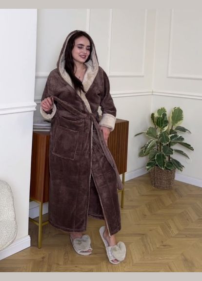 Халат махровый женский длинный, теплый No Brand халат (297003778)
