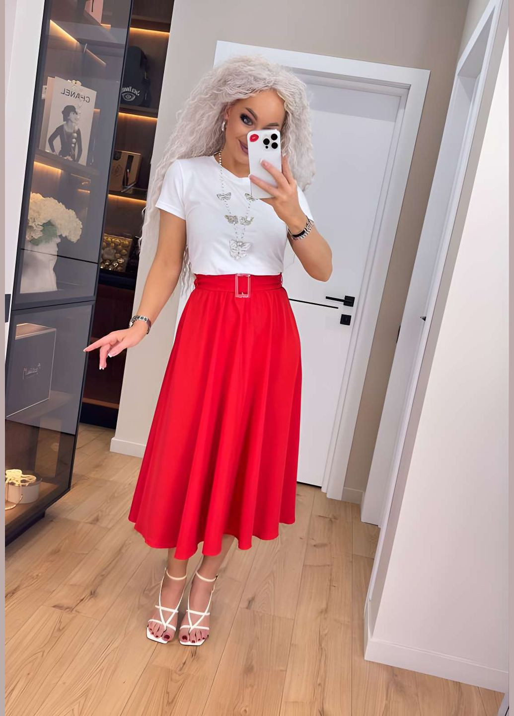 Спідниця +пояс жіноча довга міді 42-56 графіт (темно-сірий) No Brand (332770563)