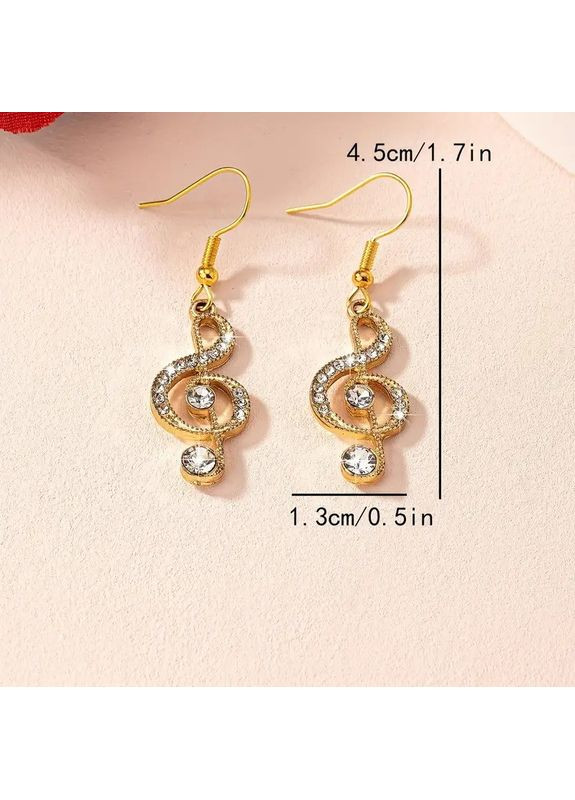 Сережки гачки у формі Скрипічного ключа зі стразами золотисті 4.5 см AurumLux011 Liresmina Jewelry (352683329)