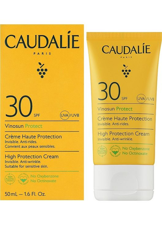 Солнцезащитный крем SPF30 Vinosun High Protection Cream SPF30 50ml (1202805-138254) Caudalie (368665061)