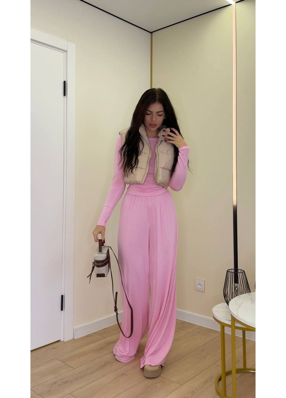 Прогулянковий жіночий костюм рожевого кольору 35167 No Brand (363122322)