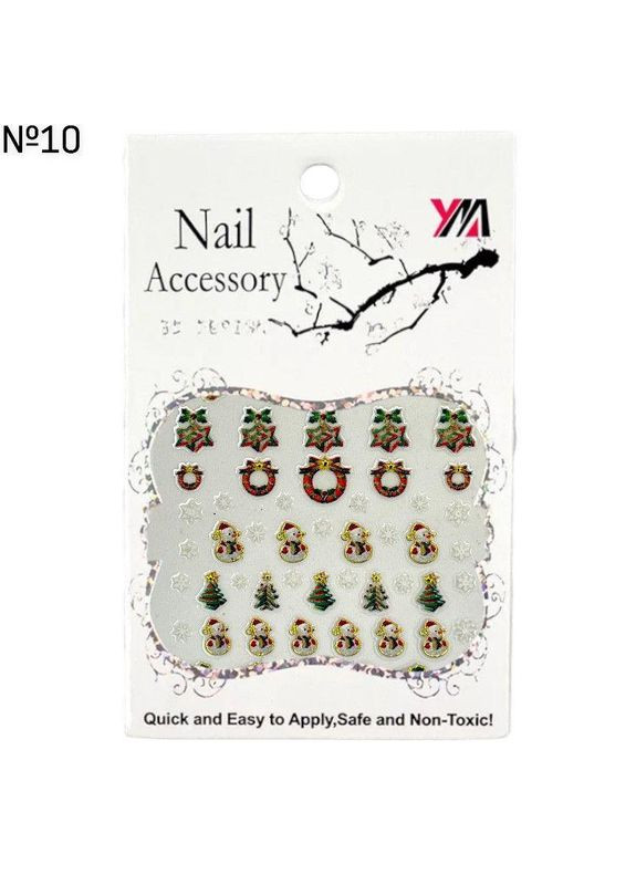 Новорічні 3D наліпки-стікери для дизайну нігтів No Brand (363976103)