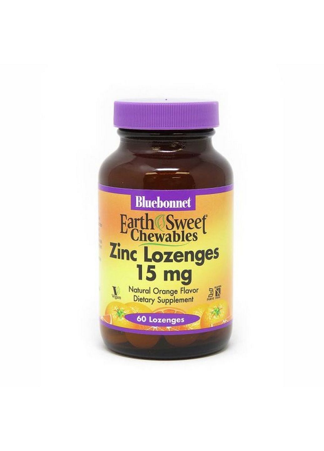 Вітаміни та мінерали Earth Sweet Chewables Zinc, 60 жувальних таблеток - апельсин Bluebonnet Nutrition (293341177)