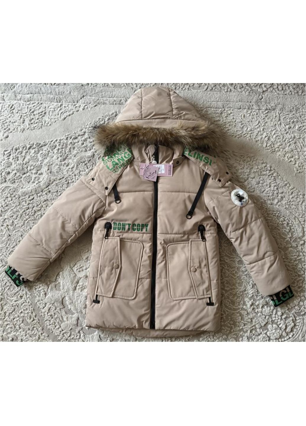 Комбінована зимня зимова подовжена куртка на дівчинку 140-164 холофайбер 146 No Brand