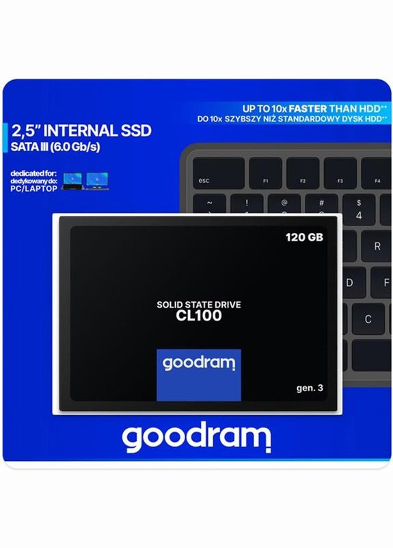Накопичувач SSD 120GB CL100 GEN.3 2.5" SATAIII TLC (SSDPR-CL100-120-G3) Goodram (347586148)