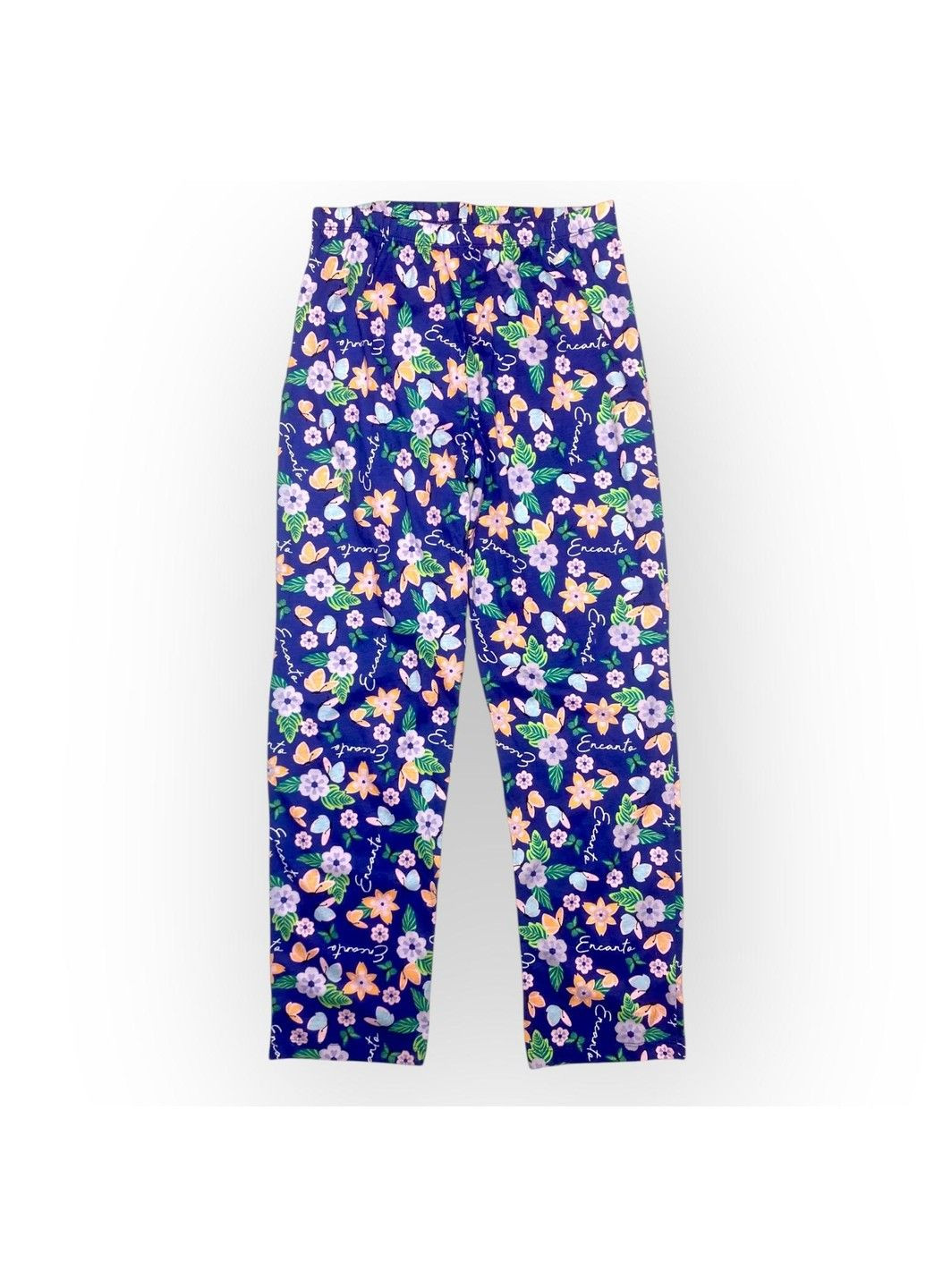 Синя штани піжамні домашні бавовняні дитячі на дівчинку принт квіти, сині Primark