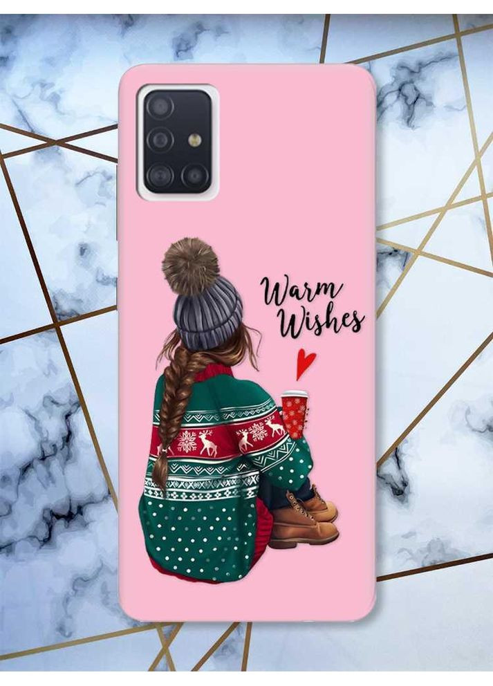 Матовий рожевий чохол на Samsung Galaxy A71 / A715 Дівчина з кавою принт 136 Creative (362965285)