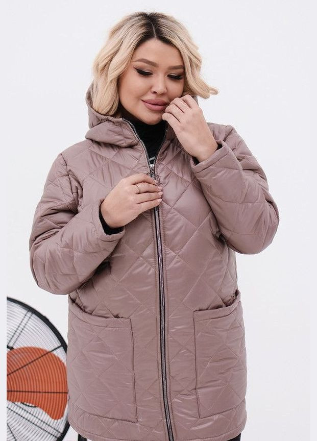 Бежева женская теплая стеганная куртка цвет мокко р.50/52 449448 New Trend
