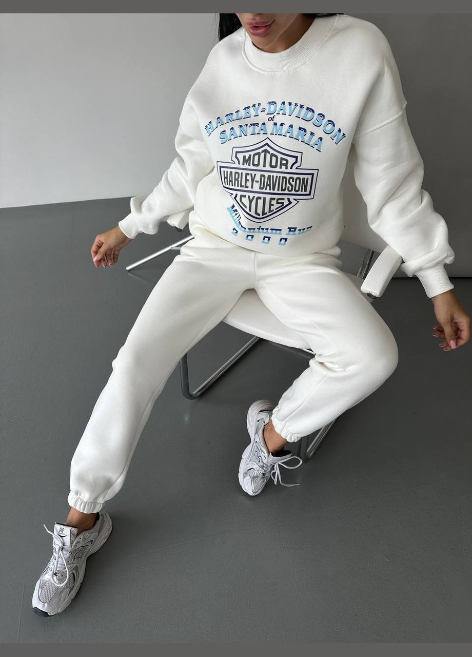 Молочний світшот жіночий напис без декору (302528063)