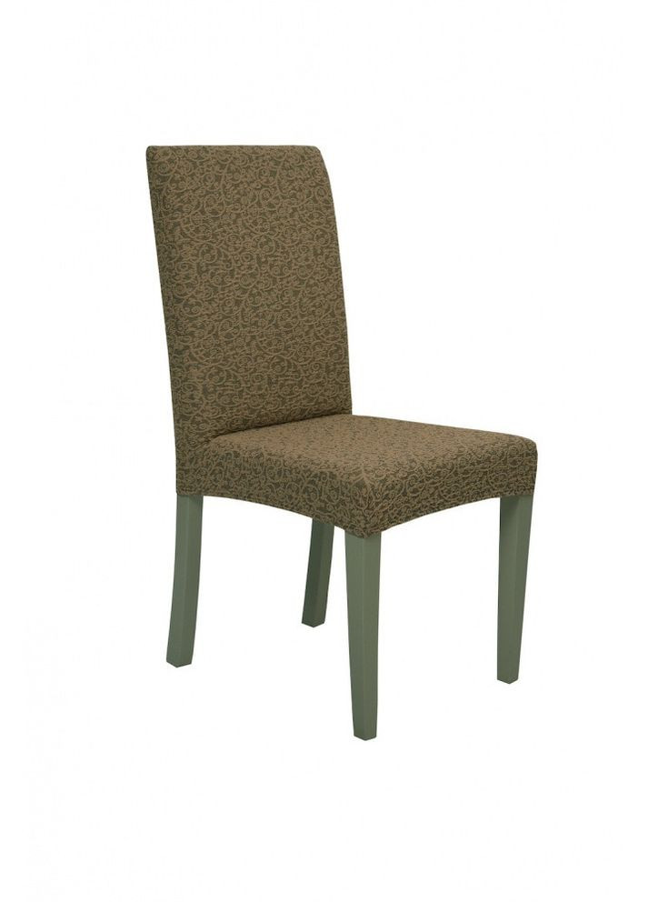 Жакардові чохли на стільці без оборки (натяжні) набір 6-шт 411 Бежевий Venera (272158188)