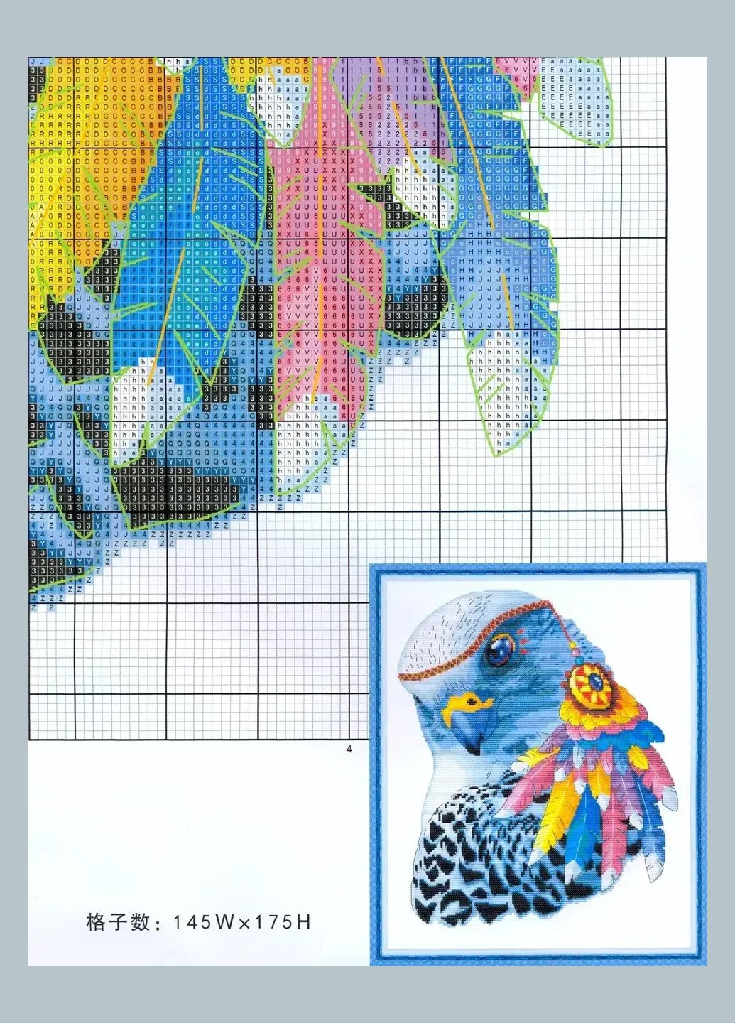 Набор для вышивания по нанесённой на канву схеме "Rainbow eagle ". AIDA 14CT printed, 34*40 см Joy Sunday (313614430)