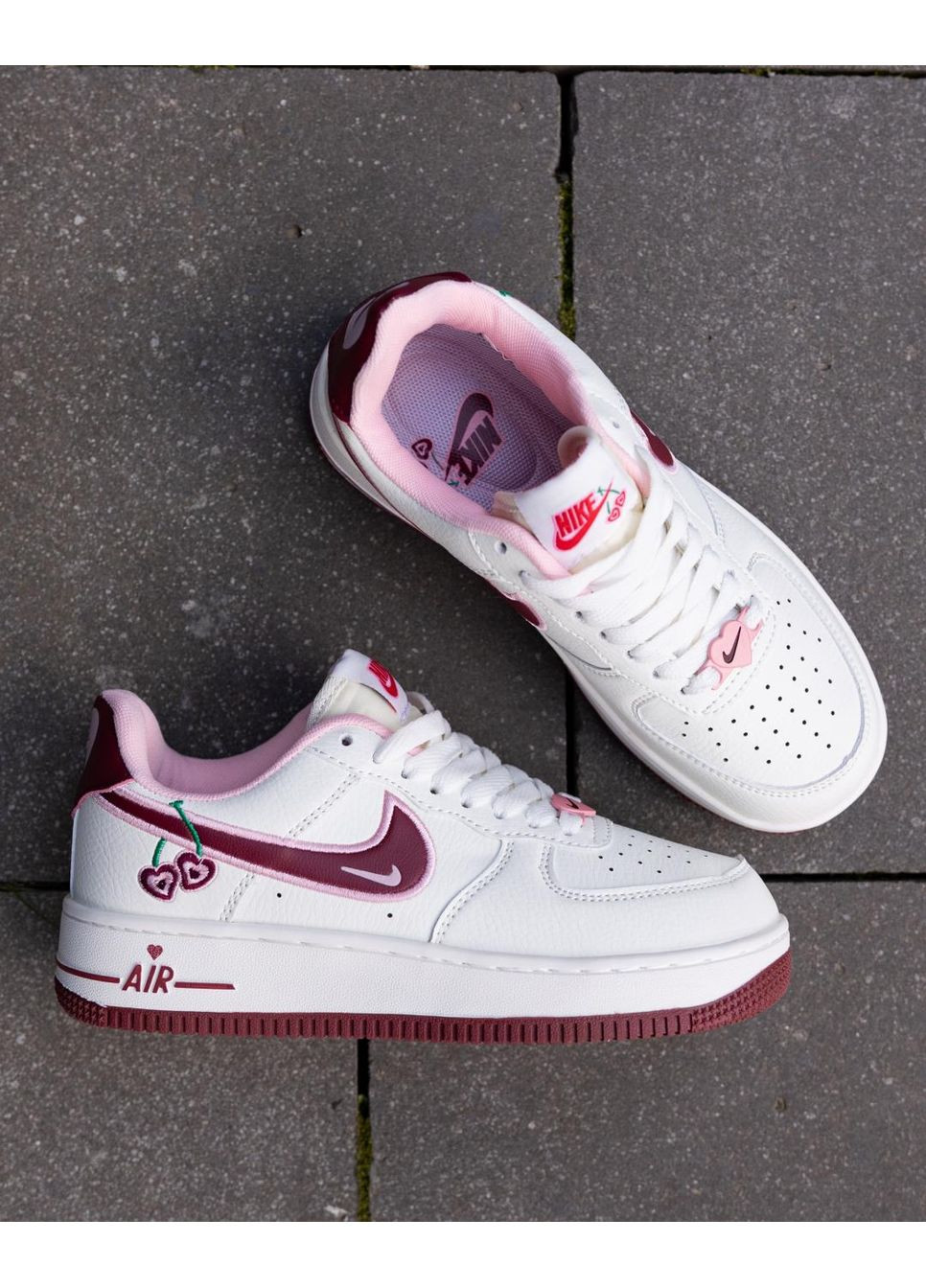 КРОСІВКИ ЖІНОЧІ NIKE AIR FORCE 1 LOW VALENTINES DAY НАЙК АІР ФОРС 1 ПРЕМІУМ No Brand білі демісезони (368887945)