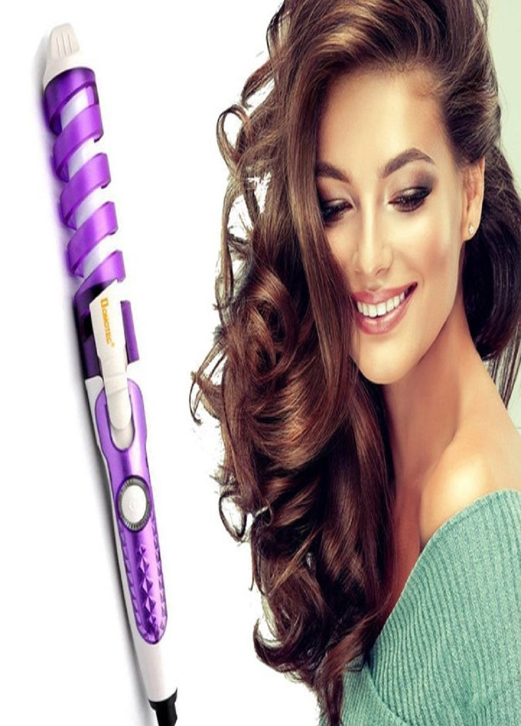 Плойка спіральна для волосся MS 4901 з кераміко-турмаліновим покриттям Фіолетовий Domotec (302311112)