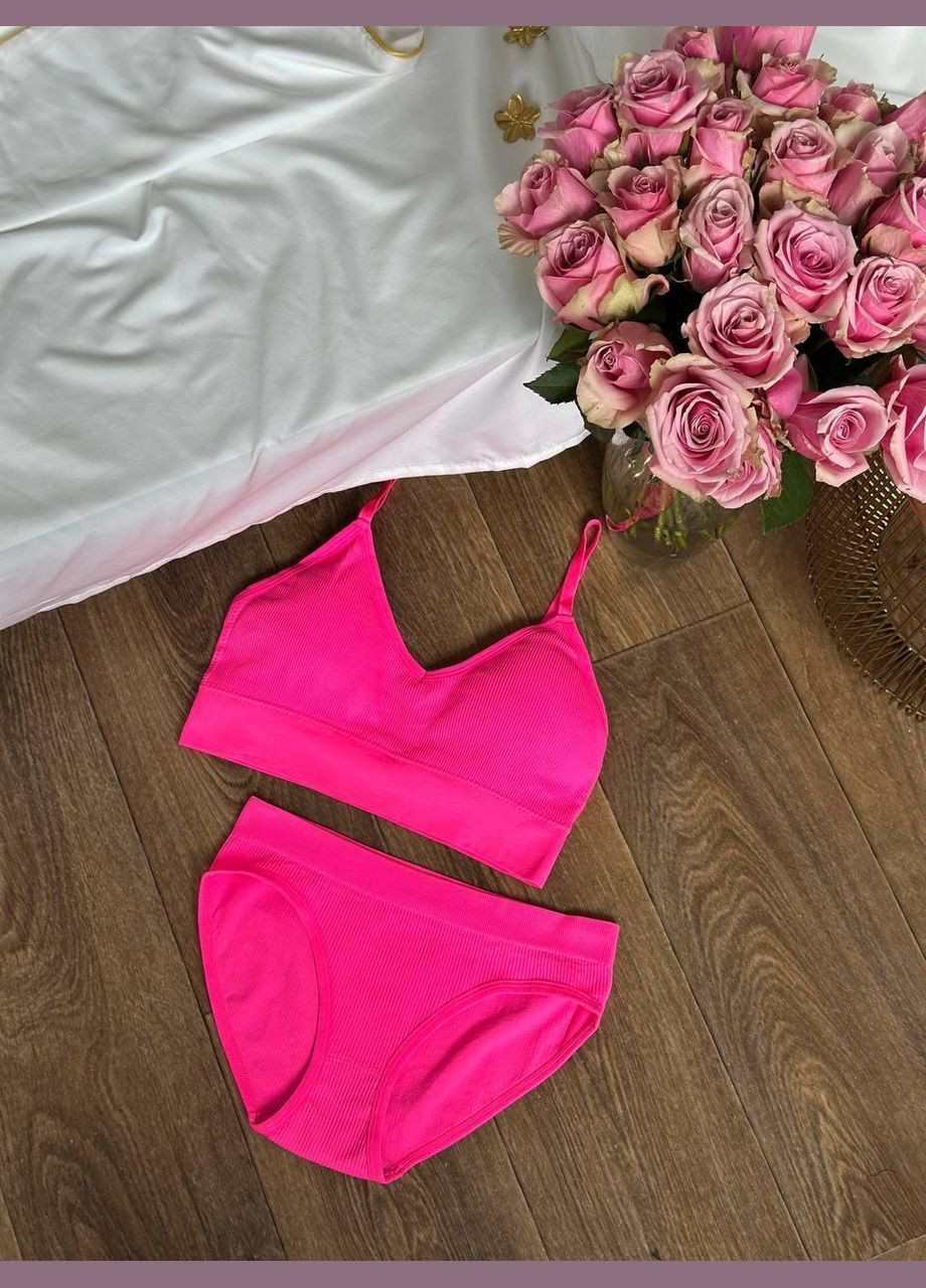 Розовый демисезонный комплект женского нижнего белья (топ+трусики) s розовый (do2484/3) Ghazel