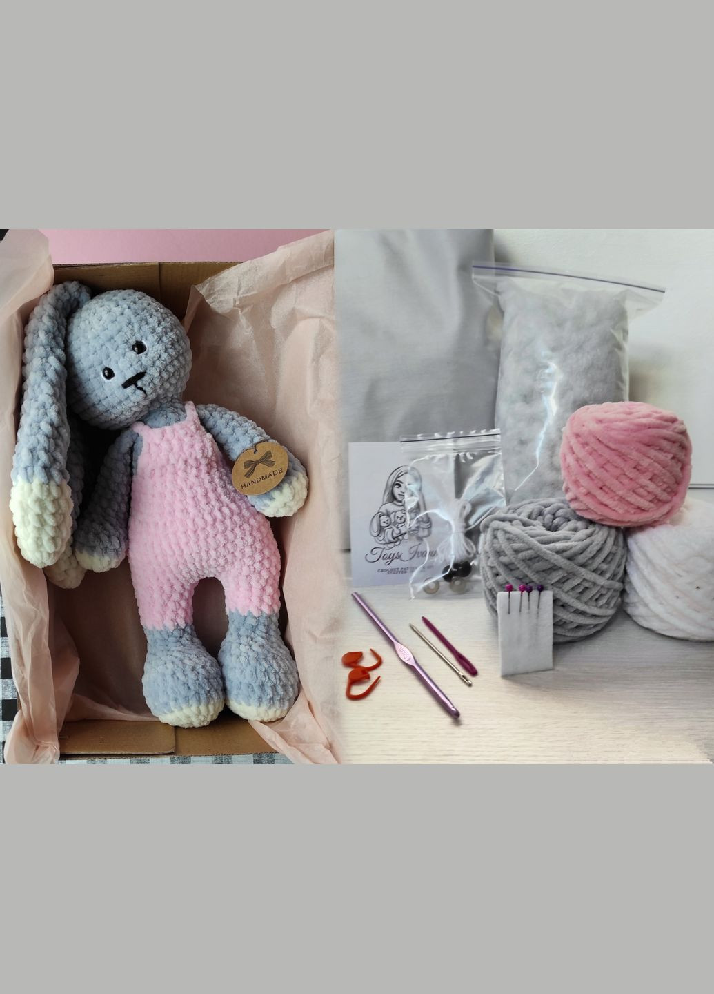 Набір для в'язання зайчика в комбінезоні (рожевий) Hand Made (302317163)