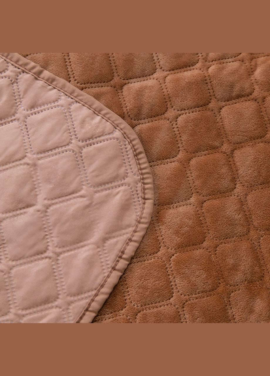 Покрывало Велюровое мягкое Кофейное размер 220х240 см ромб/круглый ТЕП (323645281)