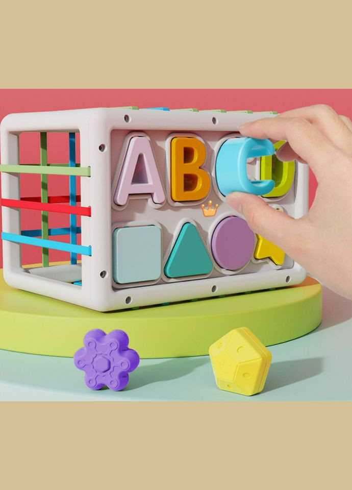 Развивающий тактильный куб-сортер HE 0209 с набором сенсорных элементов 14 шт. Huanger (327797483)