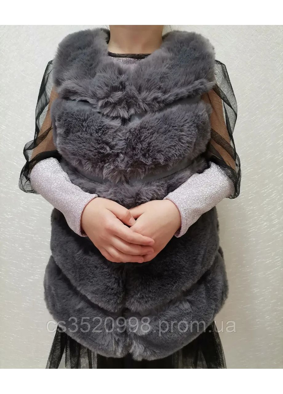 Детская меховая серая жилетка из каких элементов для девочки, 3,4,6 лет Xia Ai (370438810)