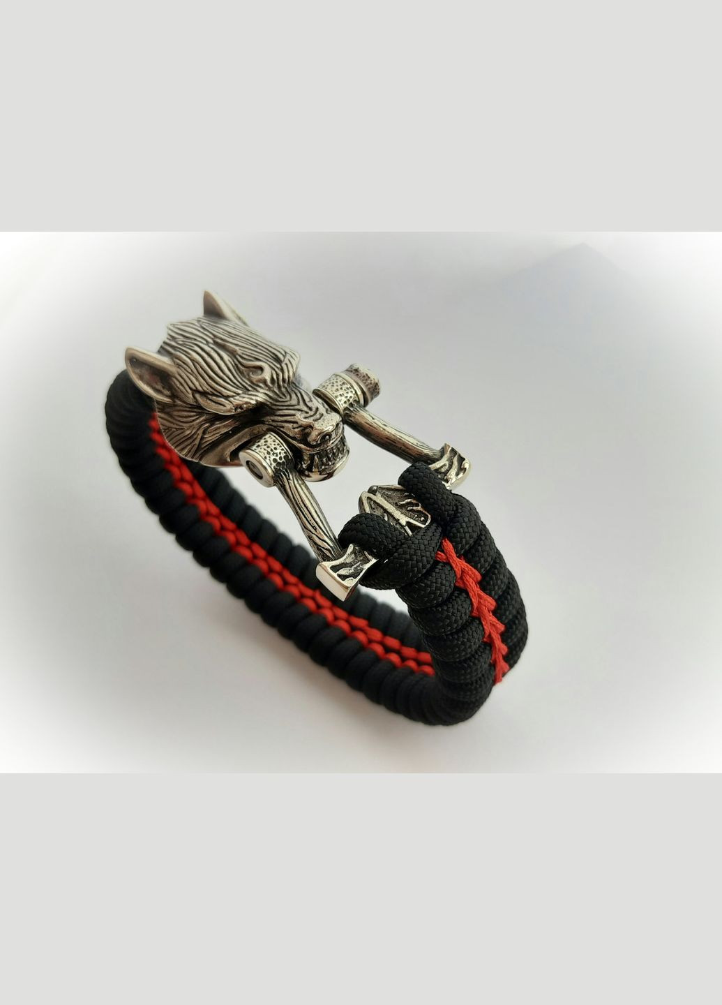 Браслет Вовк з паракорду і мельхіору плетіння Змійка з обплетенням + брелок в подарунок No Brand (341739023)