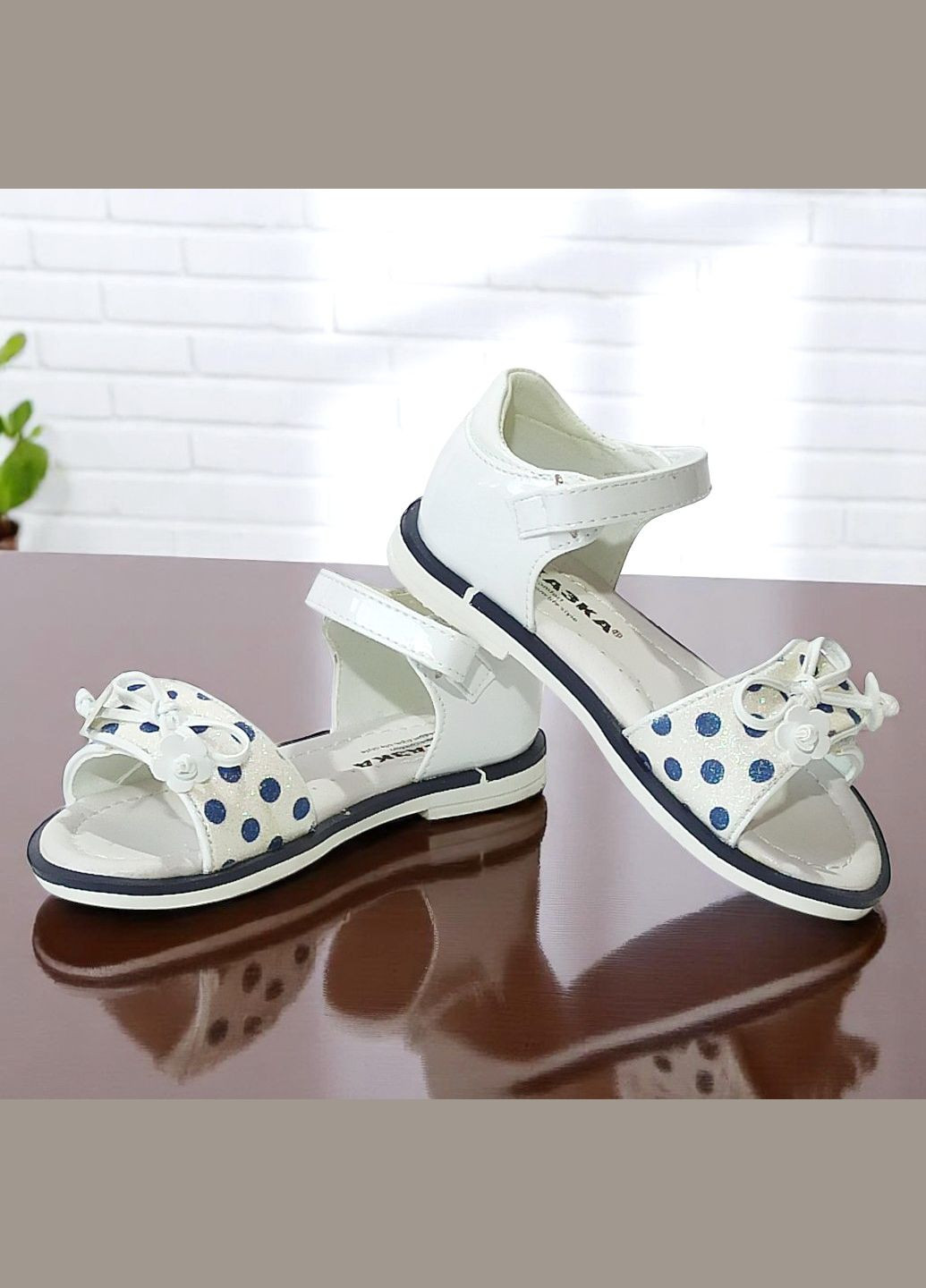 Белые повседневные, праздничные ортопедические босоножки открытые сандалии на липучках для девочки Сказка на липучке