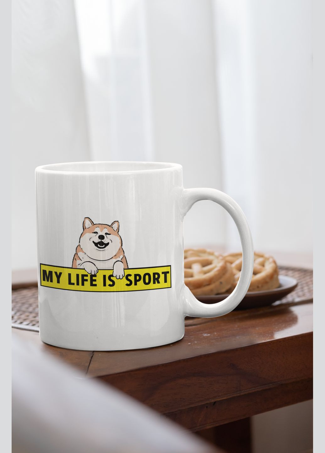 Чашка керамічна з принтом "My Life is Sport" 330 мл, біла No Brand (324263679)