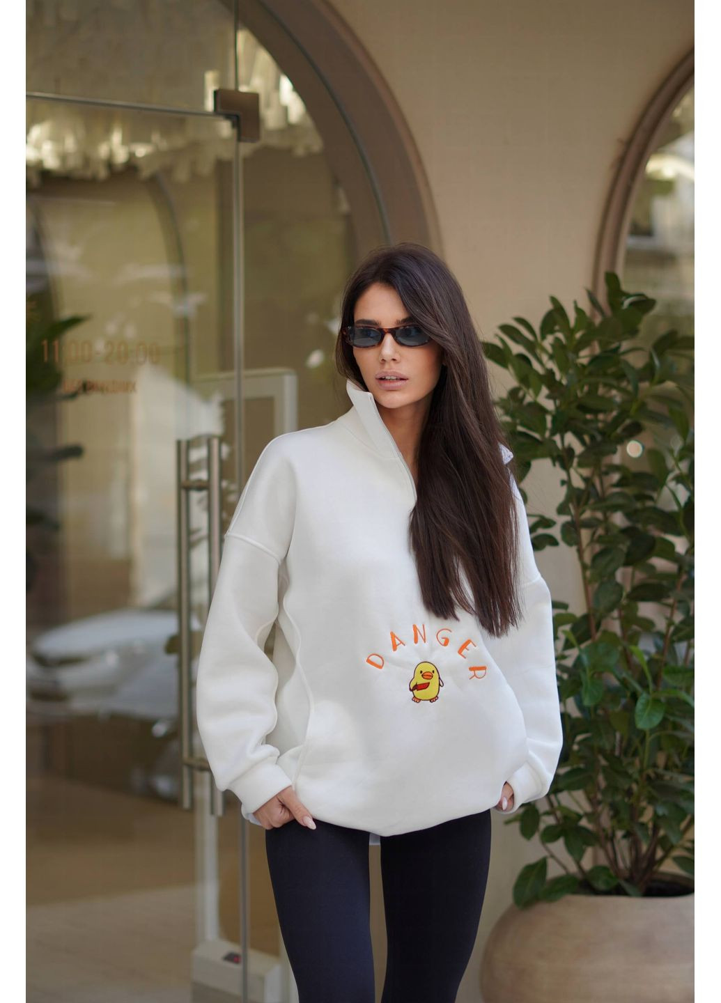 Білий світшот жіночий «скажена качечка» — замір в описі DK/DL Мода без кордонів однотонний без декору (366527062)