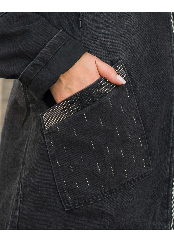 Графитовый женский джинсовый кардиган lj a510 Alenka Plus - демисезонный