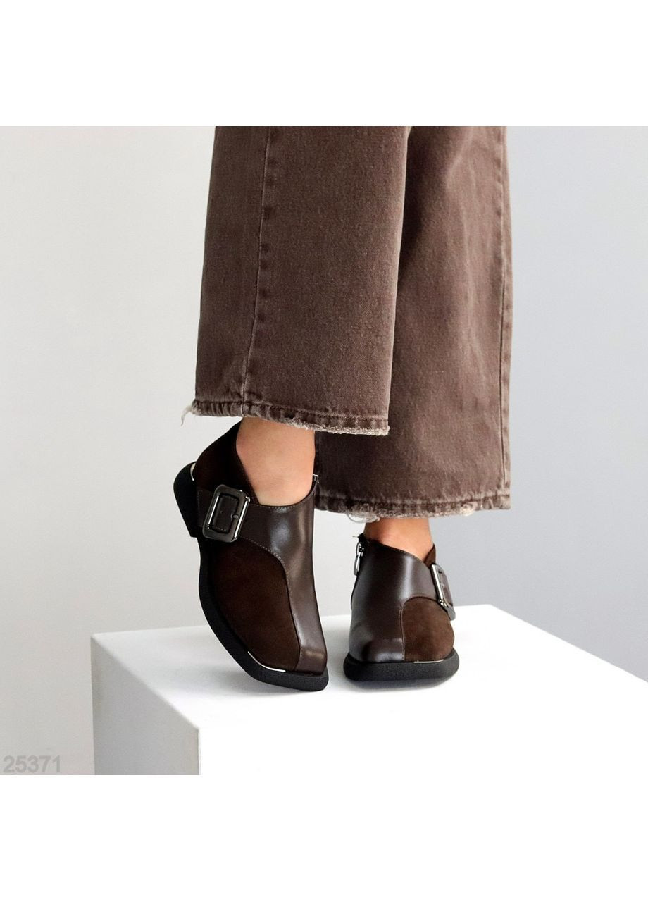 No Brand 🤎 Туфли "Belle" из натуральной кожи и замши коричневый з, — (363058430)