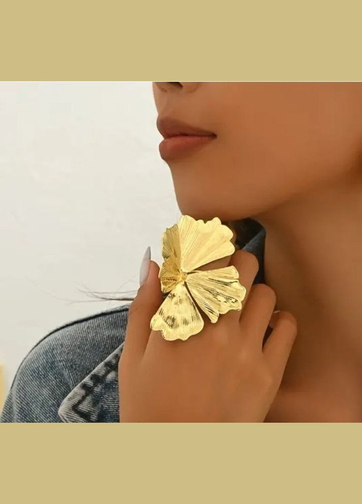 Велика золотиста каблучка пелюстки металеві, 2382-3 Fashion Jewelry (341317352)