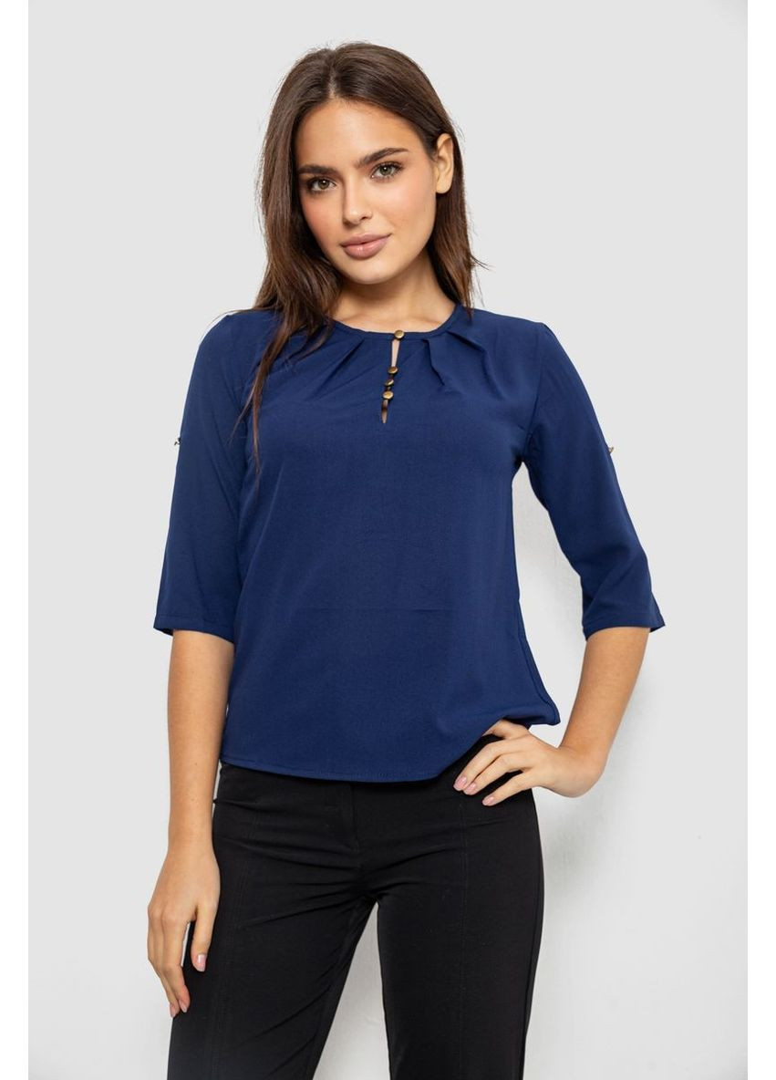 Синяя блуза однотонная, 230r1121-8 Ager