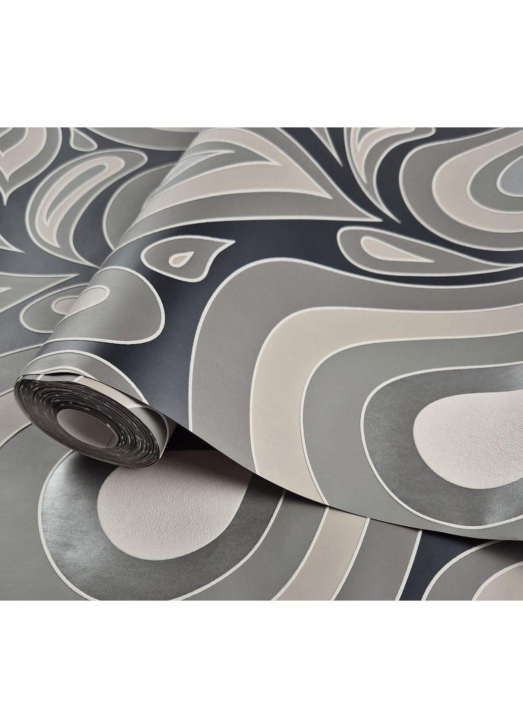 Обои виниловые на флизелине 0.53 × 10.05 м 57202, темно-серые с бежевым для спальни, гостиной, коридора MARBURG (368895730)