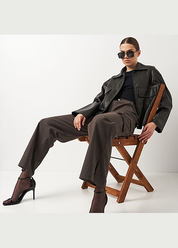 Чорна демісезонна женская кожаная куртка a-sona 1hq23-tzy2318a Ricco Grande