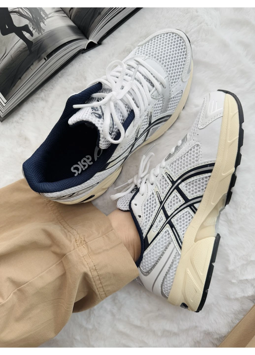 Білі літні кросівки asics gel-1130 white/black/beige асікс гель 1130 No Brand