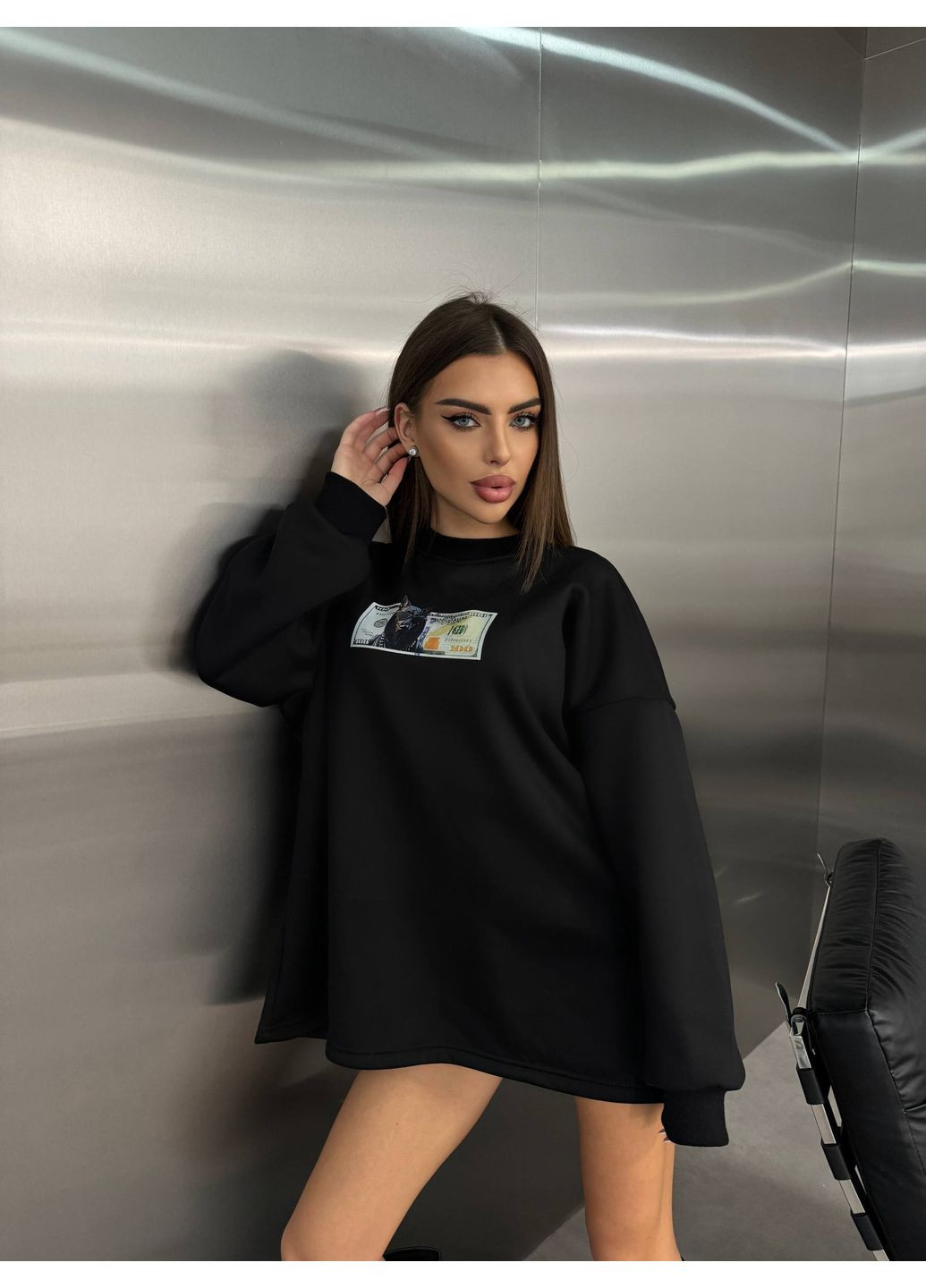 Лонгслив из трехнитки на флисе — ЗАМЕР В ОПИСАНИИ GD/GL Модний простір (370147094)