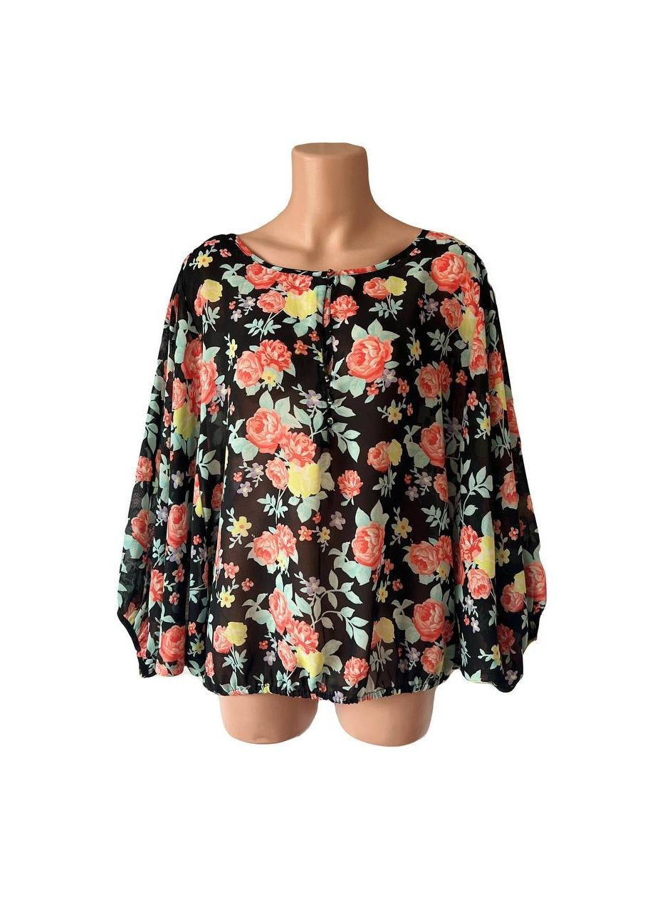 Чорна блуза чорно-кораловий Tom Tailor