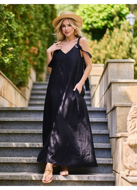 Чорна плаття 15156 чорне ISSA PLUS однотонна