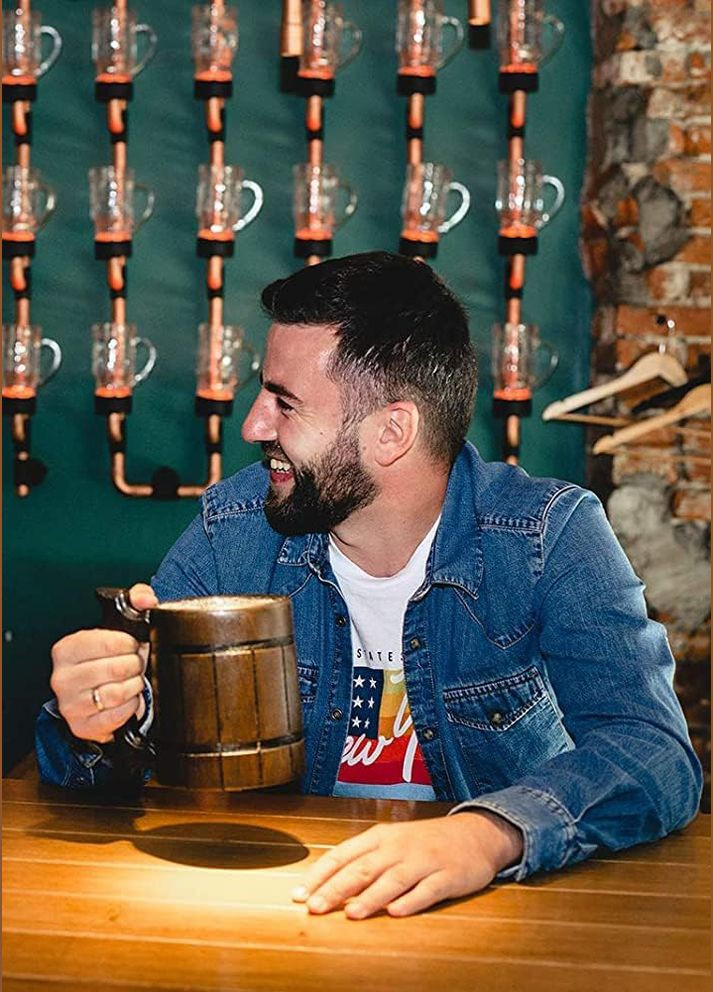 Кружка дубовая ручной работы с нержавеющей серединой 600 ml. Vyshyvanka-Ukraine пивний келих (338620579)