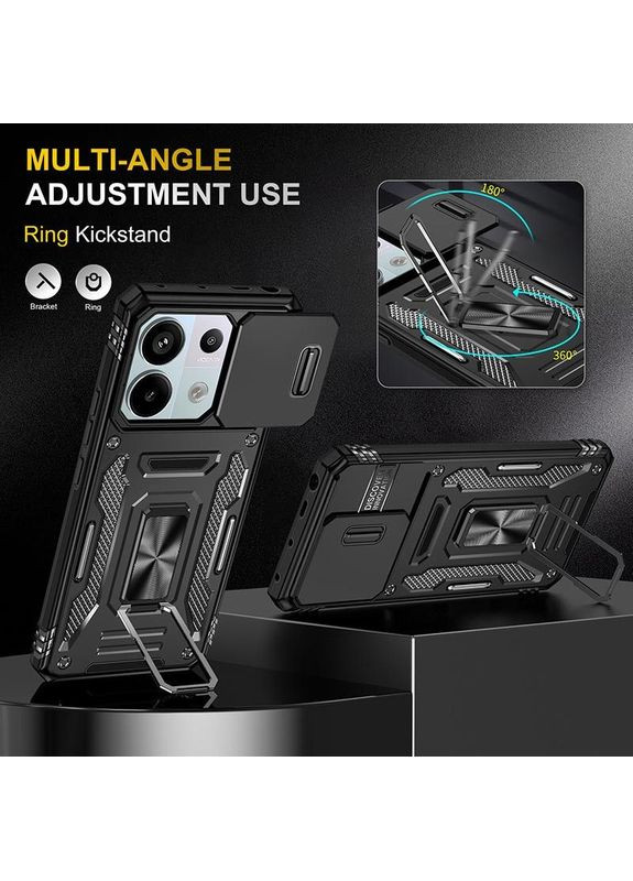 Ударостійкий чохол Camshield Army Ring для Xiaomi Poco X6 Pro Чорний Epik (372499461)