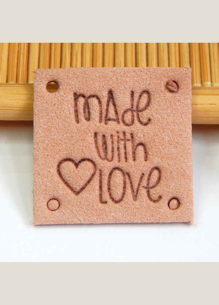 Бирка Мade with love, шт.замша, 2,5х2,5 см, персиковая No Brand (341730991)