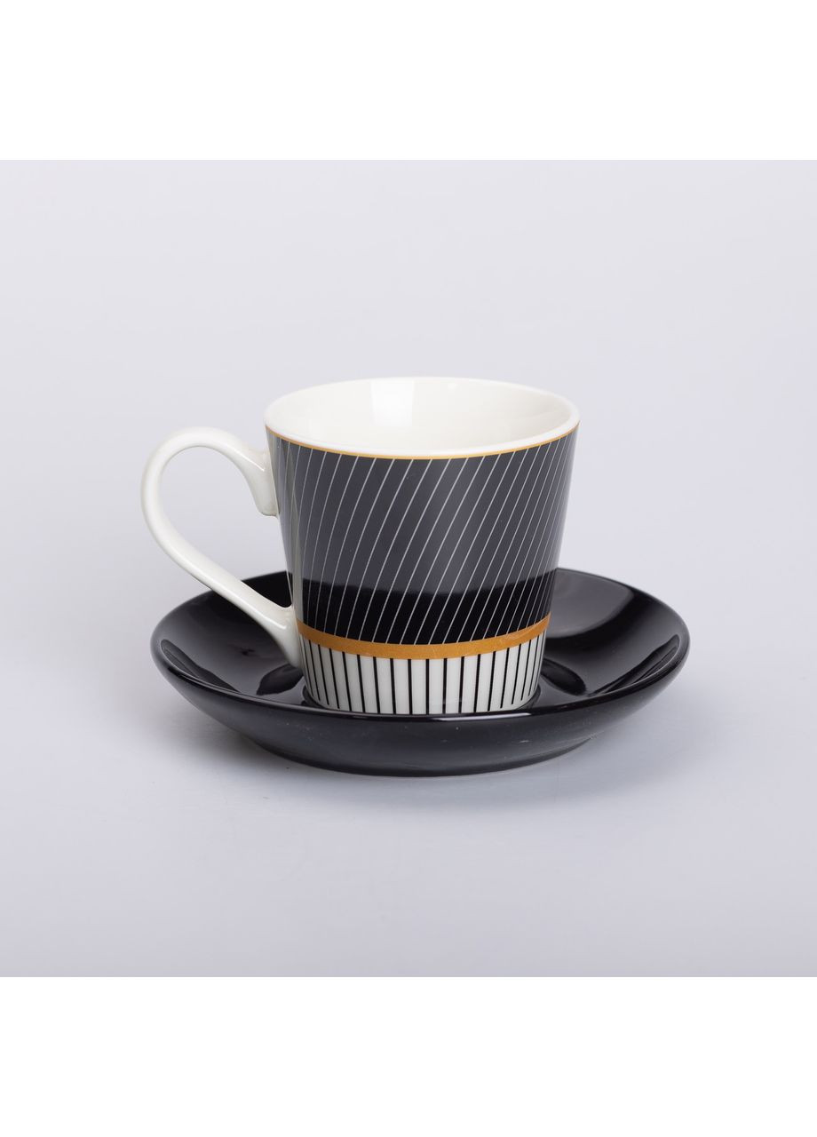 Керамічна чашка з блюдцем 200 (мл) для чаю та кави Діагональна смужка Liling Rongxiang Ceramic (360454851)