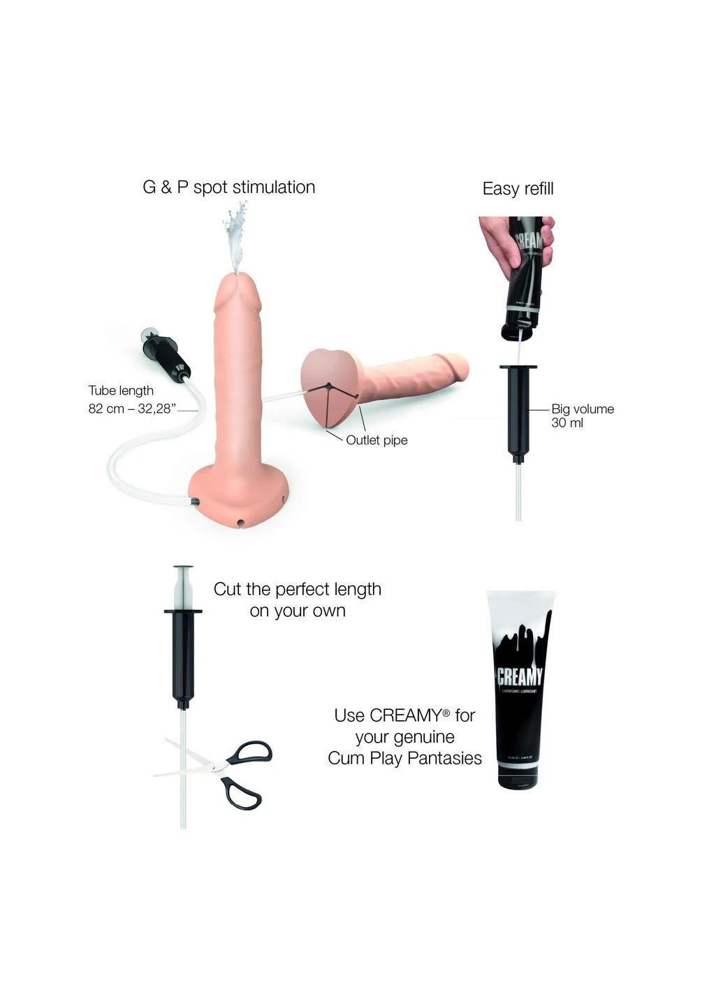 Фалоімітатор, що кінчає Squirting Cum Dildo Realistic Flash, діам. 3,5 см, силікон Strap-On-Me (332209312)