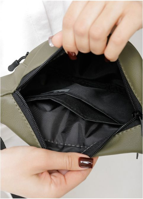 Жіноча сумка бананка на пояс з екошкіри Зелений хакі (784024815) Sambag (360965663)