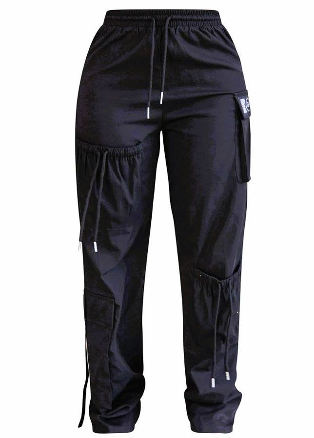 Чорні брюки- 48 розмір PrettyLittleThing карго (300097602)