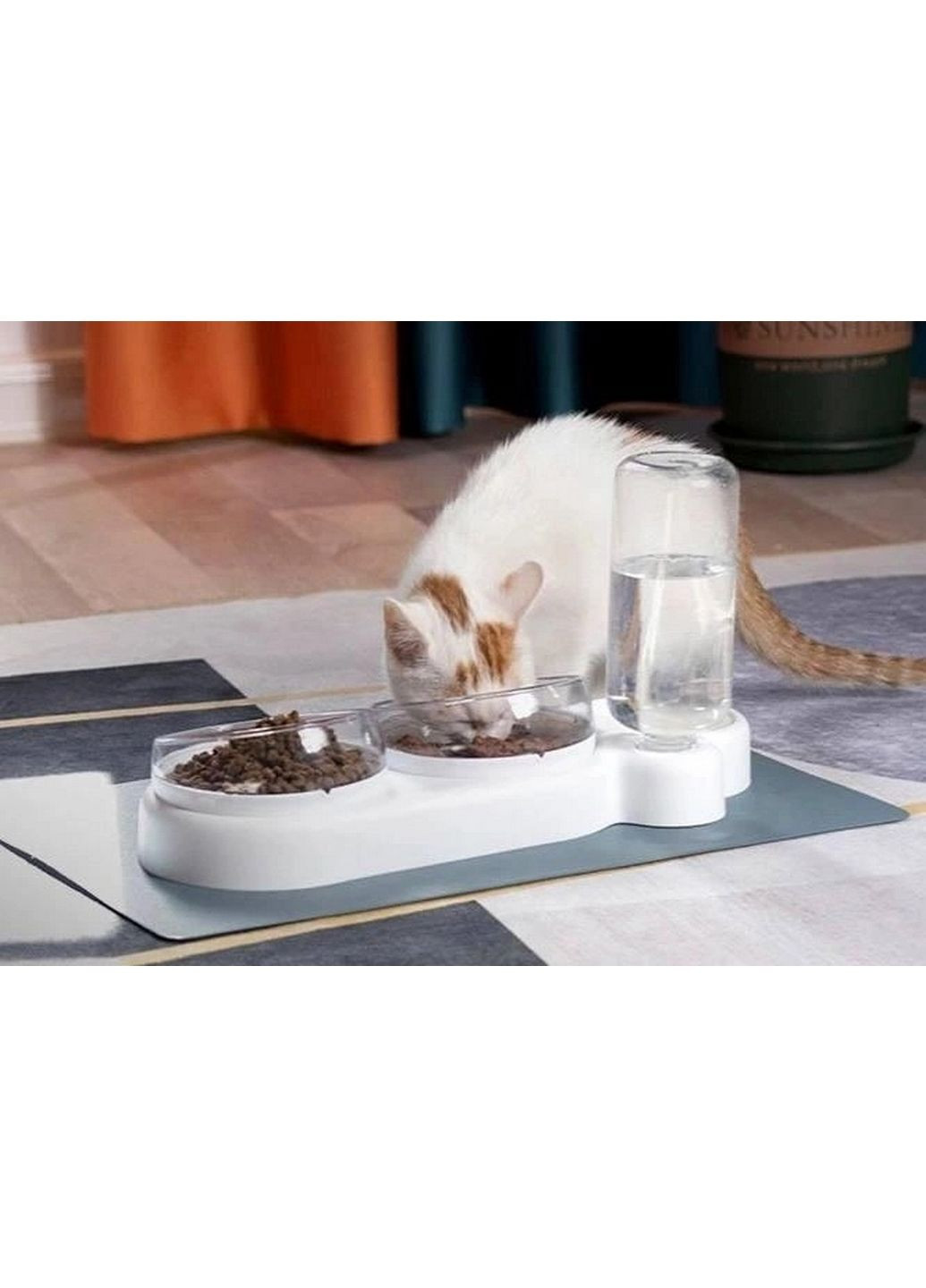 Подвійна миска для тварин котів та собак з автоматичною напувалкою 500 мл Semi Line (293421350)