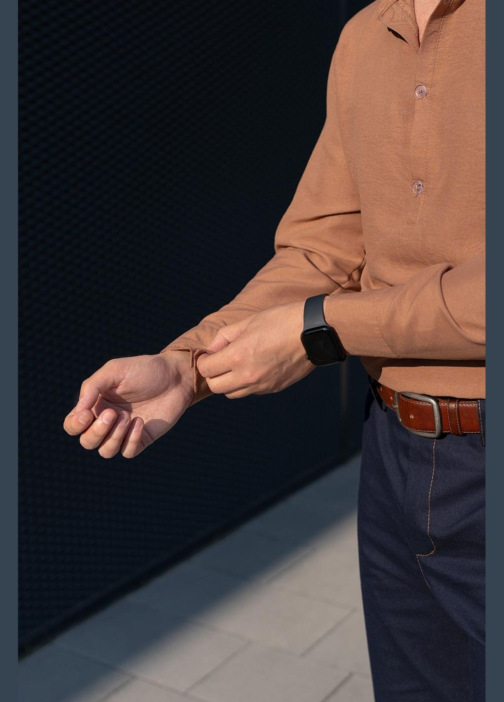 Коричневая повседневный, вечерний, классическая рубашка однотонная No Brand